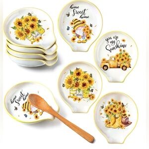 Choose 1 Sunflower Themed Ceramic Spoon Rest for Stove Top - New - Cute